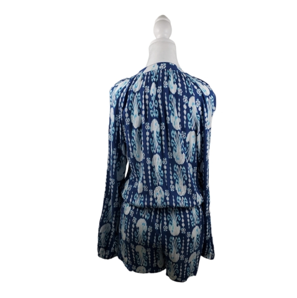 Lilly Pulitzer Elsa Romper: Indigo /Get in Line Jellyfish Blue White.  Size M - Picture 2 of 4
